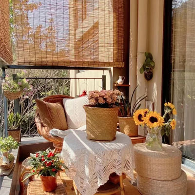 المقهى Office Bamboo Roll Up Sun Shades ، ستائر رول الخيزران للشرفة