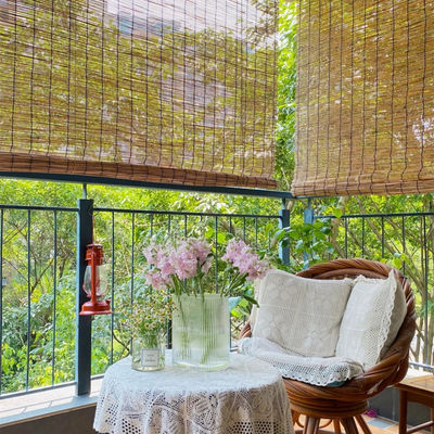 المقهى Office Bamboo Roll Up Sun Shades ، ستائر رول الخيزران للشرفة